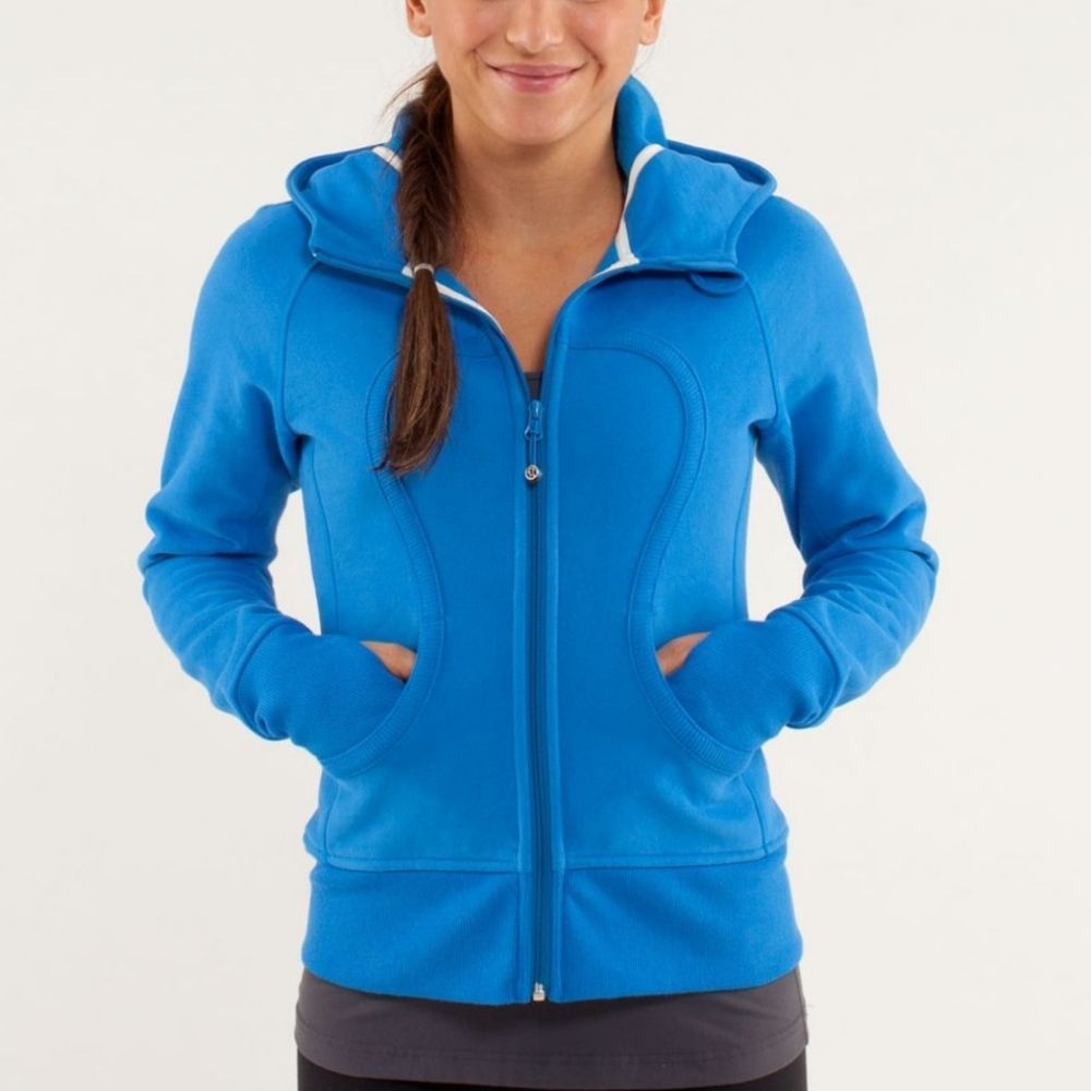 Like new. Worn/washed once. Scuba Hoodie *stretch* in beaming Blue. Size 6.